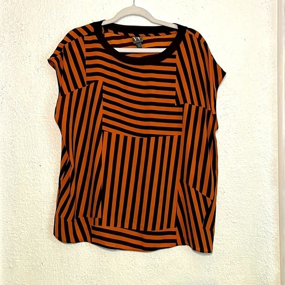 Worthington orange and brown various striped shirt size XXL - Picture 1 of 7